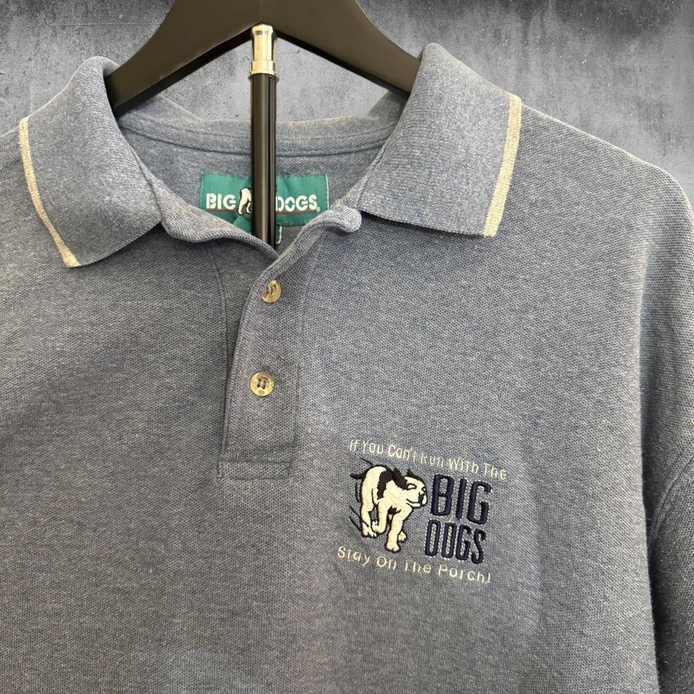 Y2K Big Dogs blue polo shirt with embroidered logo size XL - Picture 2 of 5